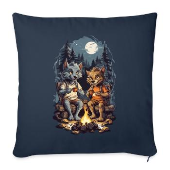 Drôle Loup-Garou Halloween Enfants Dessin Animé - Housse de coussin décorative 45 x 45 cm - bleu marine - Devant