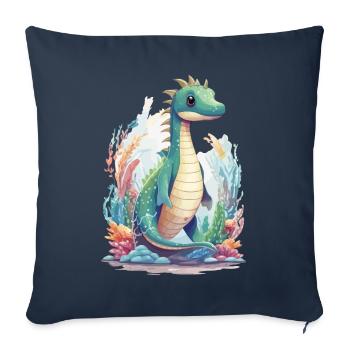 Cute Underwater Dinosaur Cartoon Design - Sofa pillowcase 17,3'' x 17,3'' (45 x 45 cm) - navy - Front