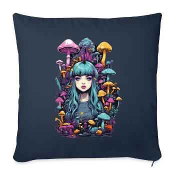Psychedelic Party Goa Mushroom Festival Art - Sofa pillowcase 17,3'' x 17,3'' (45 x 45 cm) - navy - Front
