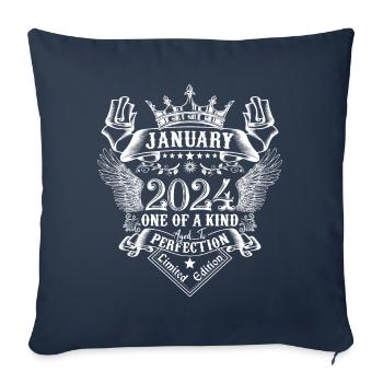 2024 Janvier 2024 anniversaire Janvier 2024 - Housse de coussin décorative 45 x 45 cm - bleu marine - Devant