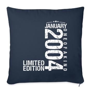 Janvier 2004 Janvier anniversaire January 2004 - Housse de coussin décorative 45 x 45 cm - bleu marine - Devant