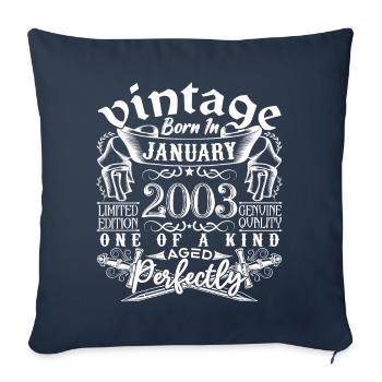 Janvier 2003 anniversaire Janvier 2003 January - Housse de coussin décorative 45 x 45 cm - bleu marine - Devant