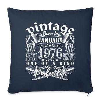Janvier 1976 anniversaire Janvier 1976 January - Housse de coussin décorative 45 x 45 cm - bleu marine - Devant