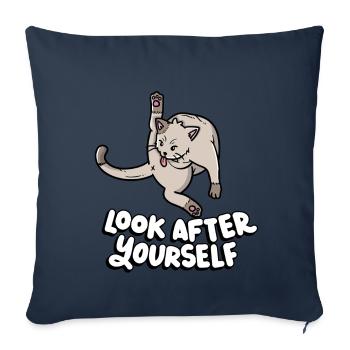 Prenez soin de vous, amoureux des chatons - Housse de coussin décorative 45 x 45 cm - bleu marine - Devant