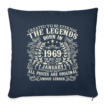 Janvier 1969 anniversaire 1969 Janvier année - Housse de coussin décorative 45 x 45 cm - bleu marine - Devant