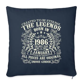 Janvier 1986 anniversaire 1986 Janvier année - Housse de coussin décorative 45 x 45 cm - bleu marine - Devant
