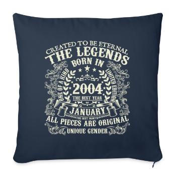 Janvier 2004 anniversaire 2004 Janvier année - Housse de coussin décorative 45 x 45 cm - bleu marine - Devant