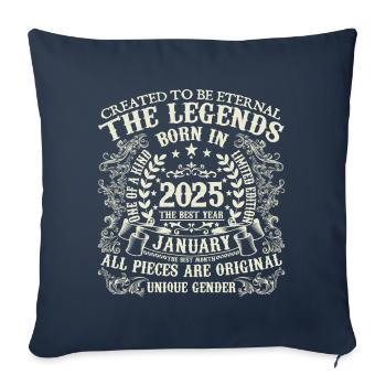 Janvier 2025 anniversaire 2025 Janvier année - Housse de coussin décorative 45 x 45 cm - bleu marine - Devant