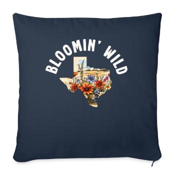 Champs de fleurs sauvages Fleurs sauvages Bluebonnet - Housse de coussin décorative 45 x 45 cm - bleu marine - Devant