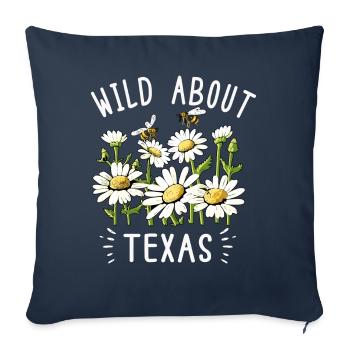 Champs de fleurs sauvages Fleurs sauvages Bluebonnet - Housse de coussin décorative 45 x 45 cm - bleu marine - Devant