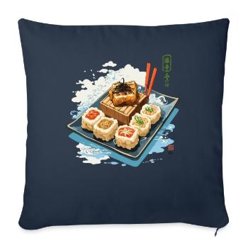 Design esthétique japonais Sushi Streetwear - Housse de coussin décorative 45 x 45 cm - bleu marine - Devant