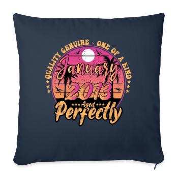 Janvier 2013 anniversaire 2013 Janvier 2013 - Housse de coussin décorative 45 x 45 cm - bleu marine - Devant