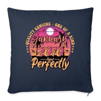 Janvier 2010 anniversaire 2010 Janvier 2010 - Housse de coussin décorative 45 x 45 cm - bleu marine - Devant