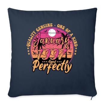 Janvier 1997 anniversaire 1997 Janvier 1997 - Housse de coussin décorative 45 x 45 cm - bleu marine - Devant