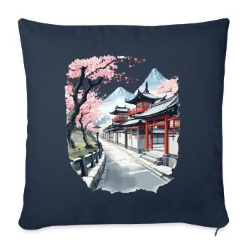 Japon Vintage Esthétique Rétro Streetwear Design - Housse de coussin décorative 45 x 45 cm - bleu marine - Devant