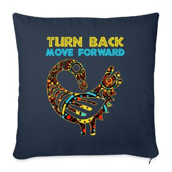 Symbole Sankofa Adinkra Ghana Noir - Housse de coussin décorative 45 x 45 cm - bleu marine - Devant