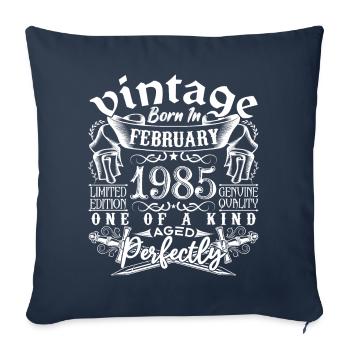 Février 1985 anniversaire Février 1985 February - Housse de coussin décorative 45 x 45 cm - bleu marine - Devant