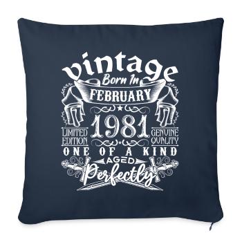 Février 1981 anniversaire Février 1981 February - Housse de coussin décorative 45 x 45 cm - bleu marine - Devant