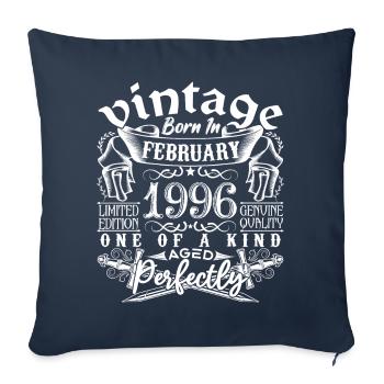 Février 1996 anniversaire Février 1996 February - Housse de coussin décorative 45 x 45 cm - bleu marine - Devant