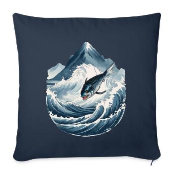 Japanese Sea Angler Art Fish in Ukiyo-E Style - Sofa pillowcase 17,3'' x 17,3'' (45 x 45 cm) - navy - Front