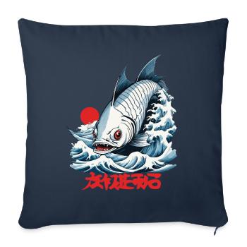 Ukiyo-E Fish Fisherman Angler Japan Artwork - Sofa pillowcase 17,3'' x 17,3'' (45 x 45 cm) - navy - Front