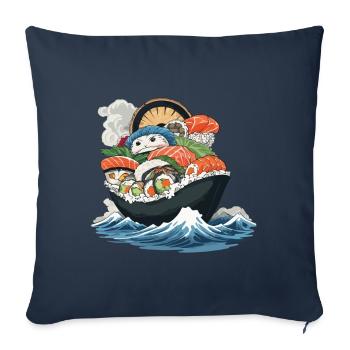 Sushi Feast Aesthetic with Japanese Yokai - Sofa pillowcase 17,3'' x 17,3'' (45 x 45 cm) - navy - Front