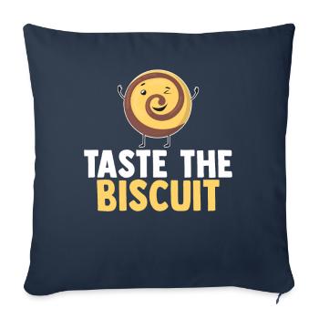 Goûtez le biscuit goûtez la bonté - Housse de coussin décorative 45 x 45 cm - bleu marine - Devant