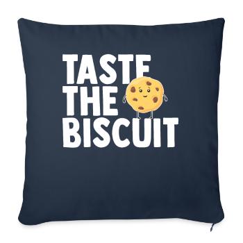 Goûtez le biscuit goûtez la bonté - Housse de coussin décorative 45 x 45 cm - bleu marine - Devant