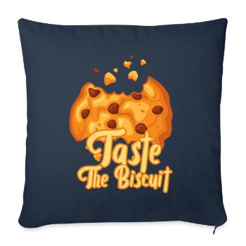 Goûtez le biscuit goûtez la bonté - Housse de coussin décorative 45 x 45 cm - bleu marine - Devant