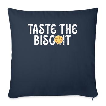 Goûtez le biscuit goûtez la bonté - Housse de coussin décorative 45 x 45 cm - bleu marine - Devant
