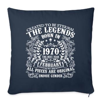 February 1970 Anniversary 1970 February Year - Sofa pillowcase 17,3'' x 17,3'' (45 x 45 cm) - navy - Front