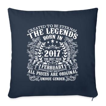 Février 2017 anniversaire 2017 Février année - Housse de coussin décorative 45 x 45 cm - bleu marine - Devant