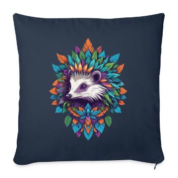 Pouvoir spirituel Animal blaireau Mandala - Housse de coussin décorative 45 x 45 cm - bleu marine - Devant