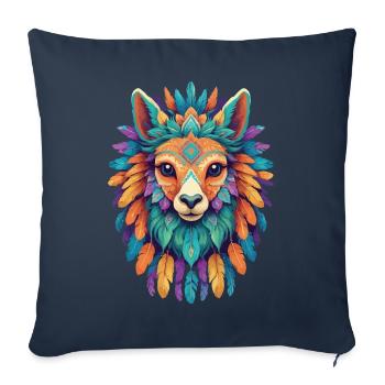 Lama Mandala Spirituel Festival Puissance Animal - Housse de coussin décorative 45 x 45 cm - bleu marine - Devant