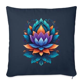 Mandala spirituel Lotus Zen Style esthétique - Housse de coussin décorative 45 x 45 cm - bleu marine - Devant