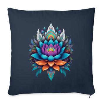 Style esthétique de la vie de fleur de fleur de lotus spirituel - Housse de coussin décorative 45 x 45 cm - bleu marine - Devant
