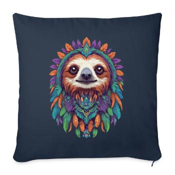 Spiritual Sloth Mandala Power Animal Streetwear - Sofa pillowcase 17,3'' x 17,3'' (45 x 45 cm) - navy - Front