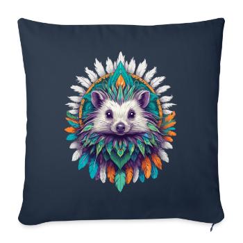 Hedgehog Mandala Spiritual Power Animal Design - Sofa pillowcase 17,3'' x 17,3'' (45 x 45 cm) - navy - Front