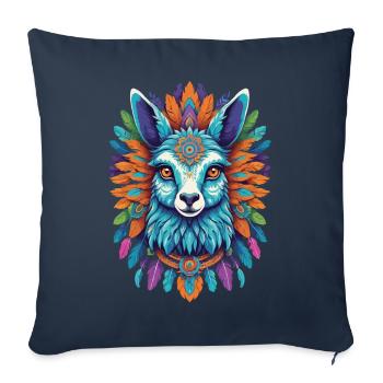 Spiritual Alpaca Mandala Festival Design - Sofa pillowcase 17,3'' x 17,3'' (45 x 45 cm) - navy - Front