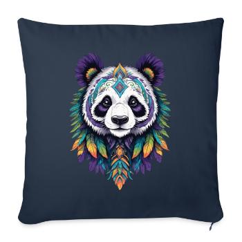 Panda ours Mandala Dream Catcher Design - Housse de coussin décorative 45 x 45 cm - bleu marine - Devant