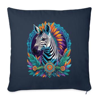 Zebra spirituel Dream Catcher Mandala Design - Housse de coussin décorative 45 x 45 cm - bleu marine - Devant
