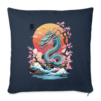 Tatouage de dragon japonais streetwear esthétique - Housse de coussin décorative 45 x 45 cm - bleu marine - Devant