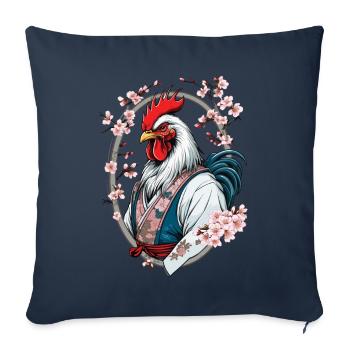 Samouraï photo coq Vintage Arts martiaux esthétique - Housse de coussin décorative 45 x 45 cm - bleu marine - Devant