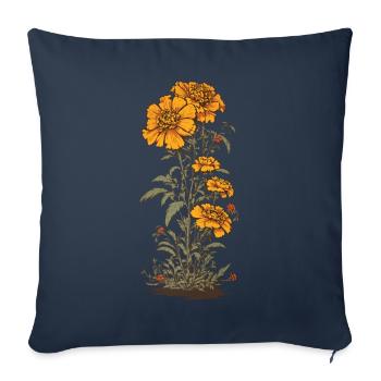 Tagetes Décoration Florale Vintage Esthétique Streetwear - Housse de coussin décorative 45 x 45 cm - bleu marine - Devant