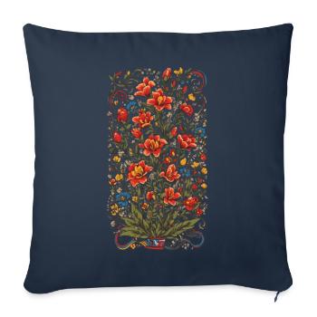 Décoration Florale Colorée Vintage Esthétique Streetwear - Housse de coussin décorative 45 x 45 cm - bleu marine - Devant