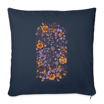 Décoration florale Design esthétique vintage - Housse de coussin décorative 45 x 45 cm - bleu marine - Devant