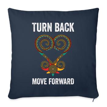 Symbole Sankofa Adinkra Ghana Noir - Housse de coussin décorative 45 x 45 cm - bleu marine - Devant