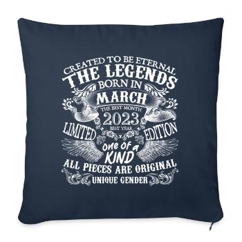 March 2023 Birthday 2023 March Best New Year - Sofa pillowcase 17,3'' x 17,3'' (45 x 45 cm) - navy - Front