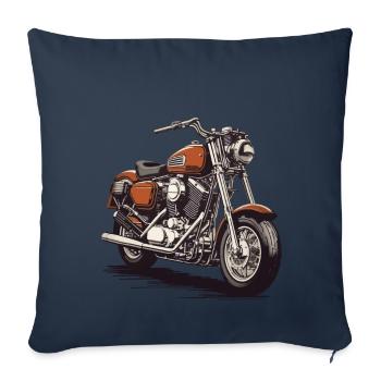 Moto Motard Streetwear Style de course rétro - Housse de coussin décorative 45 x 45 cm - bleu marine - Devant