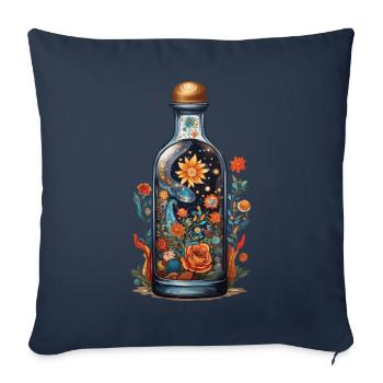 Floral en bouteille Boho Streetwear Look - Housse de coussin décorative 45 x 45 cm - bleu marine - Devant